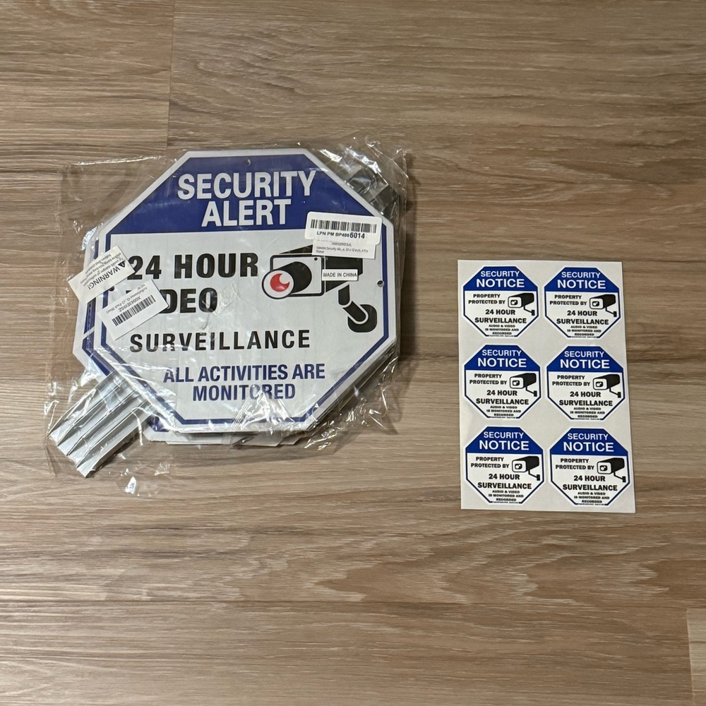 NWT Security Alert Signs (4) and Stickers Bundle (6)